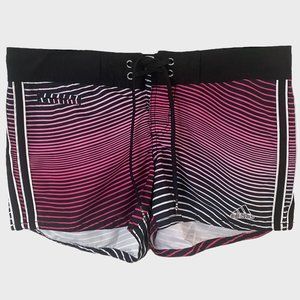 Adidas Multi-Stripe Swim Shorts Women's Size 6/7 Pink Adjustable Waist